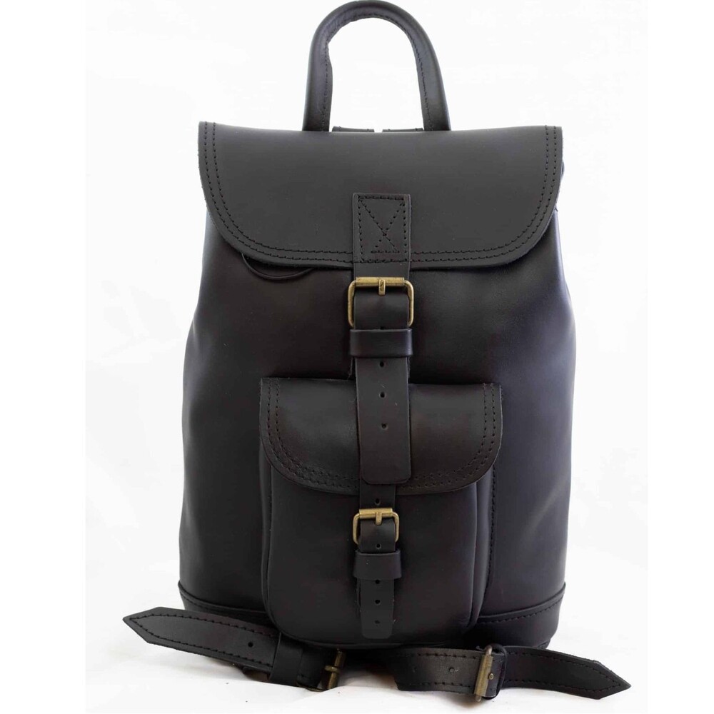 Rucksack Black Leather Unisex Backpack From Kortsidakis Greece